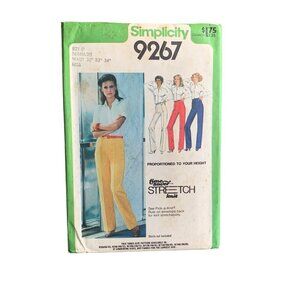 Simplicity 9267 Vintage Sewing Pattern Misses Pant Waist Sizes 30"-34" 70s Style